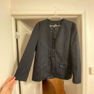 Vintage pinstripe collarless blazer
